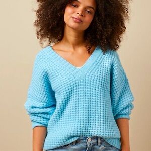 American Eagle whoa so cozy waffle v-neck sweater